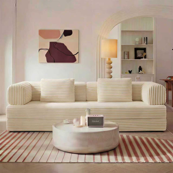 English Elm Compression Corduroy Modular Floor Sofa Sleeper Loveseat Tatami Sectional for Living Room Beige W1919P414169