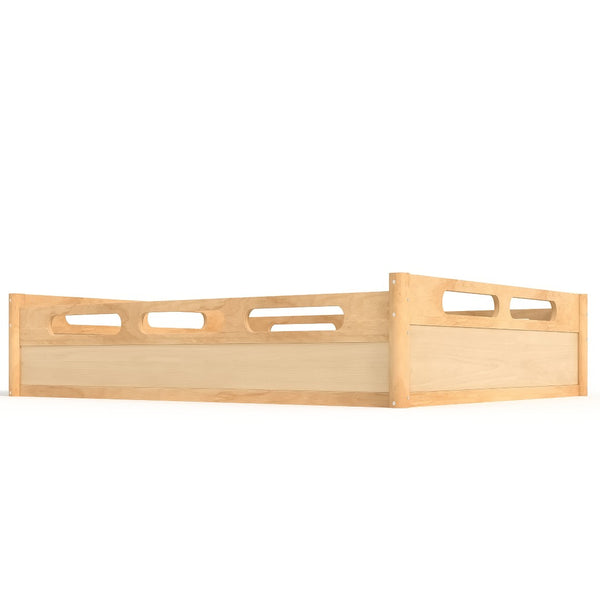 English Elm Queen Low Profile Floor Bed Pine Wood Frame Japandi Minimalist Bedroom Design Natural W1580P438796