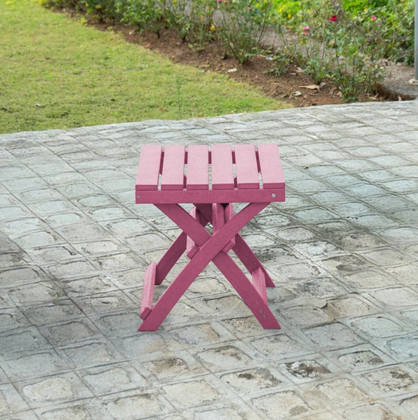 English Elm Seaview Recycled Hdpe Outdoor Folding Side Table Uv Resistant Patio Deck Use Burgundy B2745P409724