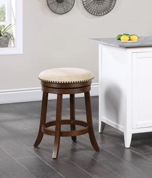 OSP Home Furnishings Round Backless Swivel Stool 2 Pack Beige / Dark Walnut