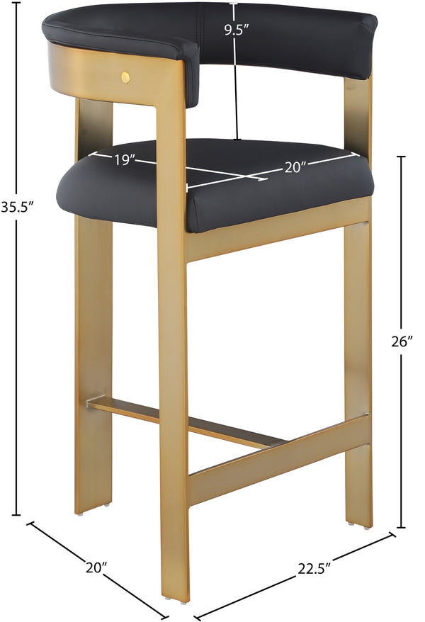 Romeo Black Vegan Leather Counter Stool 875Black-C Meridian Furniture