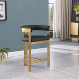 Romeo Black Vegan Leather Counter Stool 875Black-C Meridian Furniture