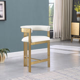 Romeo Cream Vegan Leather Counter Stool 875Cream-C Meridian Furniture