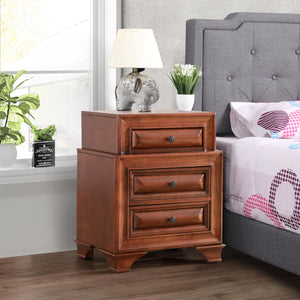 English Elm Charming Oak Nightstand with Curved Fronts — 3-Drawer Durable Particleboard Bedside Table, 29"H x 24"W x 17"D B078118432