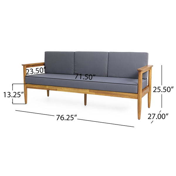 English Elm Christopher Knight Home® - GAVIN Dark Grey 3-Seater Sofa - Acacia Wood Frame, Water-Resistant Cushions, Slat Design, 76.5" 67310.00DGRY