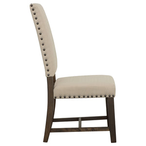 English Elm 2pc Parsons Dining Chairs Set Upholstered Armless Side Chairs with Nailhead Trim and Smoke Legs Beige 44.1 L x 20.48 W x 18.71 H B011P311402