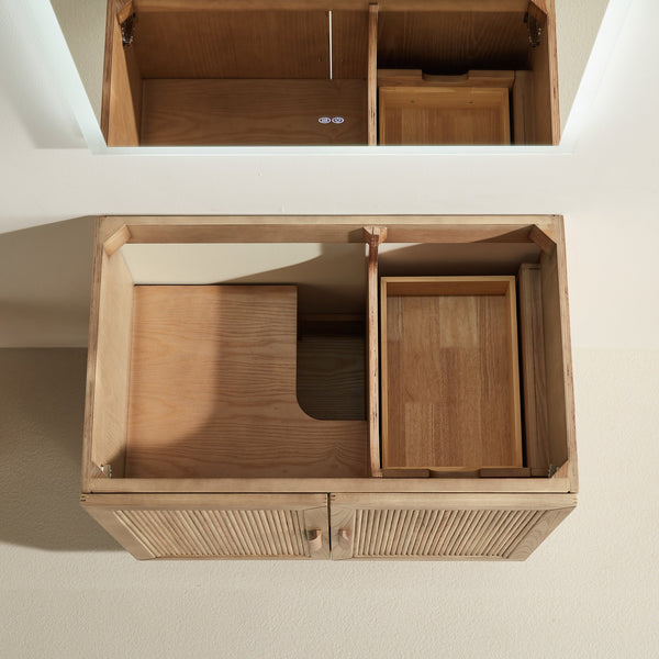 English Elm Fully Assembled 36'' Light Coffee Single Sink Bathroom Vanity With Solid Wood & Engineered Top W1826P343430