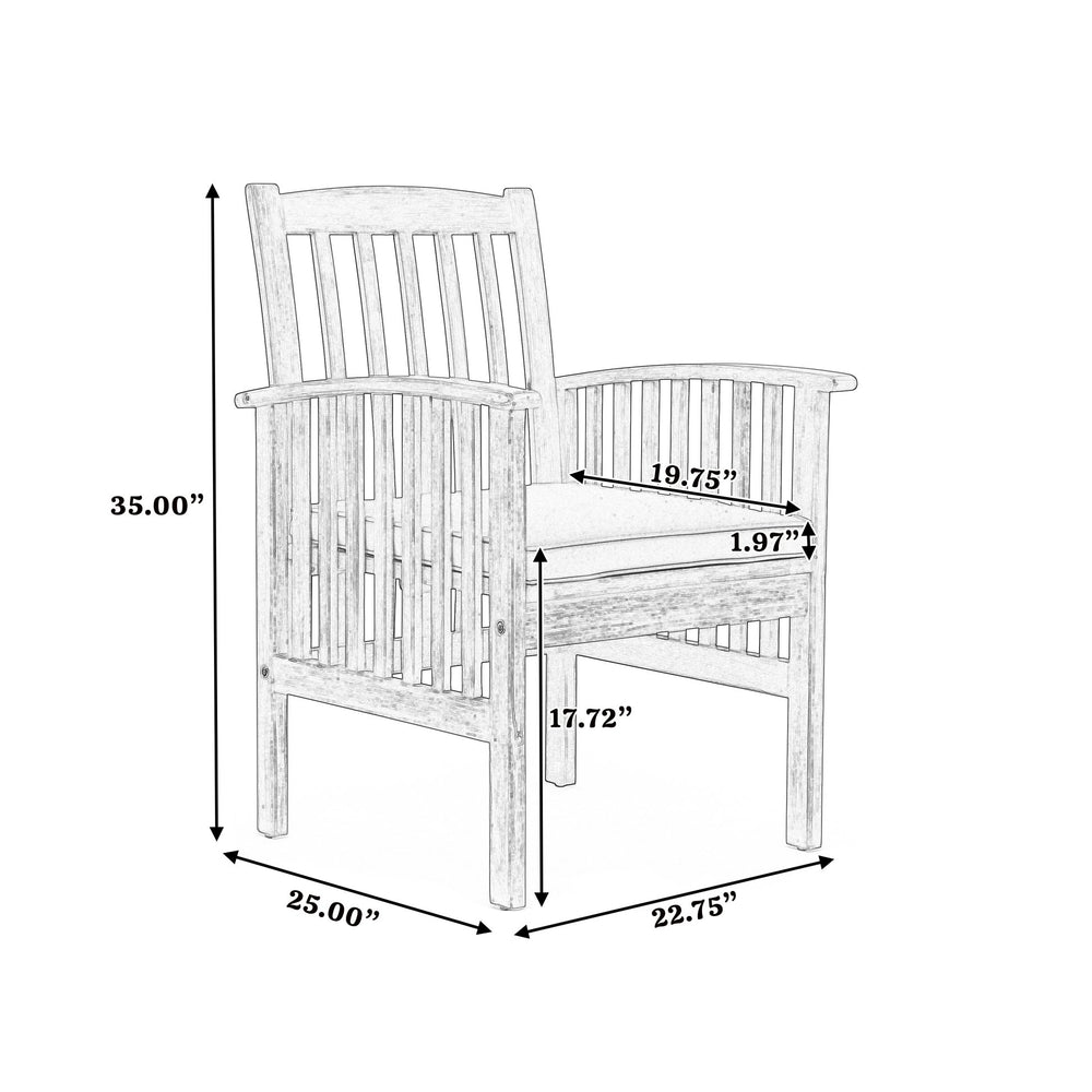 English Elm Christopher Knight Home® - CASA Acacia Dining Chair Set with Water-Resistant Cushions, Durable Solid Wood Patio Seating, Stylish Slat Design DARK GREY 61720.00GGRY