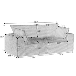 English Elm Loveseat Corduroy Cloud Couch Modular Design for Plush Deep Lounging in Any Room W2339P379593