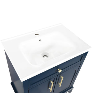 English Elm 27.8" White Ceramic Bathroom Sink with Integrated Basin and Built-in Overflow Drain W1801P404316
