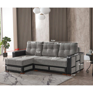 English Elm Primenest Modern Convertible Sectional Sofa With Storage & Click-Clack Mechanism For Small Spaces B030P305116-GIGA