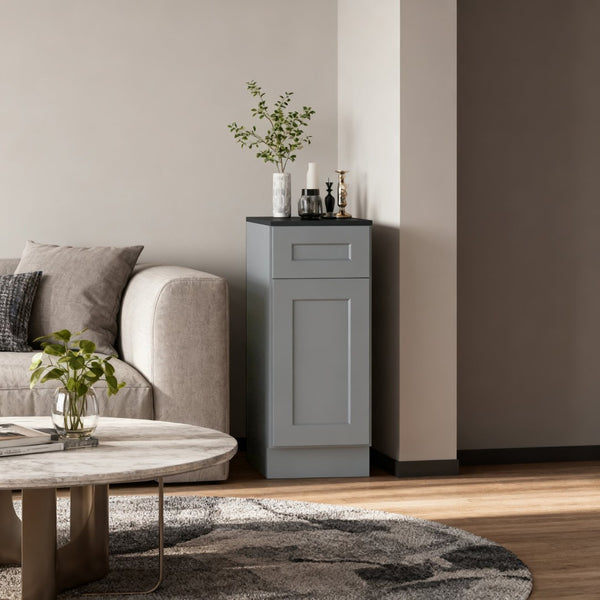 English Elm 15" Gray Shaker Base Cabinet Solid Wood Dovetail Drawer Soft Close Kitchen Bath W5662P465942