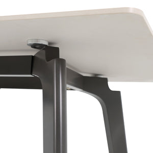 English Elm 62.99" Modern Artificial Stone Dining Table With Dark Grey Metal Legs - Seats 6, Sleek & Durable Design W1535S00521