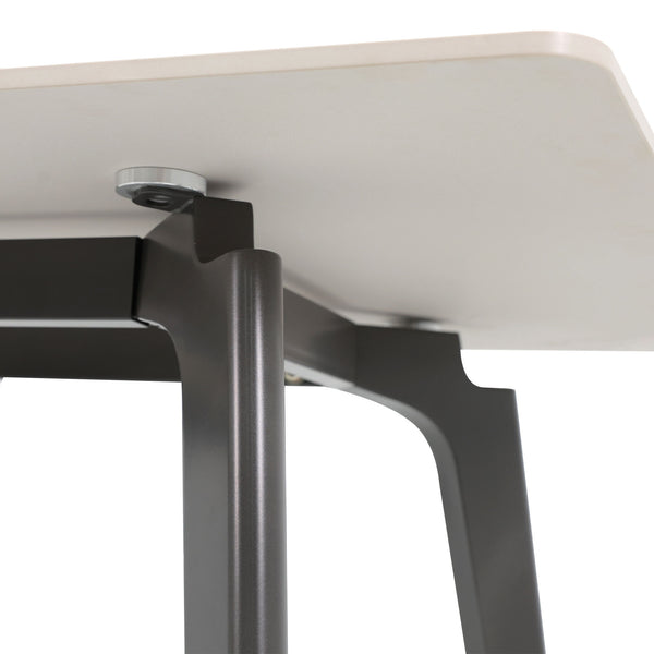 English Elm 62.99" Modern Artificial Stone Dining Table With Dark Grey Metal Legs - Seats 6, Sleek & Durable Design W1535S00521