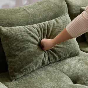 English Elm Modular Cloud Sectional Sofa Bed with Flannelette Upholstery for Flexible Living Green W1829S00075