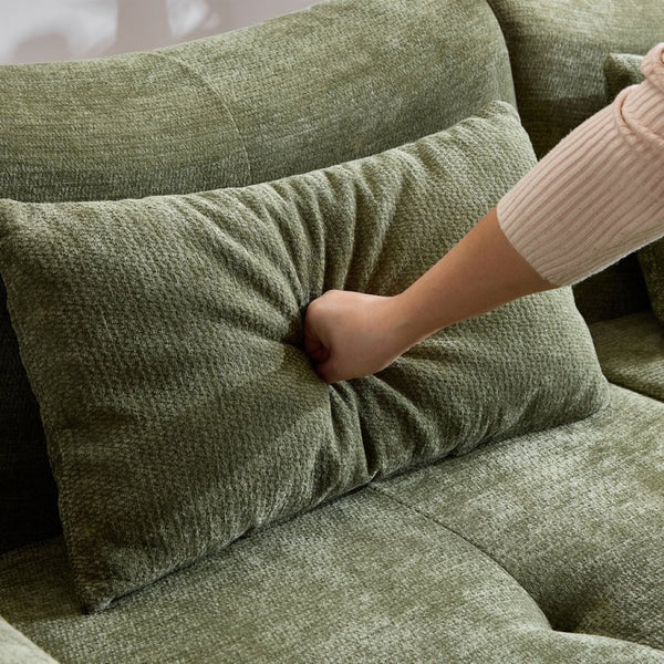 English Elm Modular Cloud Sectional Sofa Bed with Flannelette Upholstery for Flexible Living Green W1829S00075