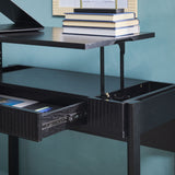 Holmes Modern Lift Top Standing Desk with Reeded Drawer Black WEHOL42OS2BL0 Walker Edison