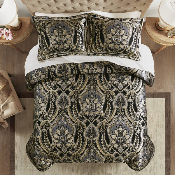 English Elm 4 King Comforter Set Elegant Chenille Jacquard Bedding with Plush 8oz Fill, Matching Shams & Bedskirt Multicolor 23.62 L x 20.47 W x 14.96 H B035P366520