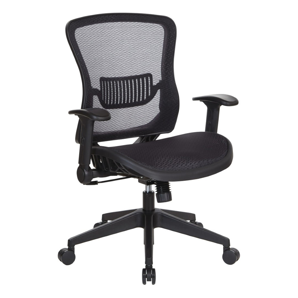OSP Home Furnishings Dark Air Grid Mesh Manager Chair with Lumbar Support and Ergonomic Adjustable Arms 515-77N1F2
