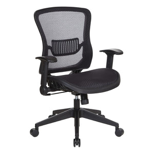 OSP Home Furnishings Dark Air Grid Mesh Manager Chair with Lumbar Support and Ergonomic Adjustable Arms 515-77N1F2