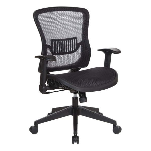 OSP Home Furnishings Dark Air Grid Mesh Manager Chair with Lumbar Support and Ergonomic Adjustable Arms 515-77N1F2