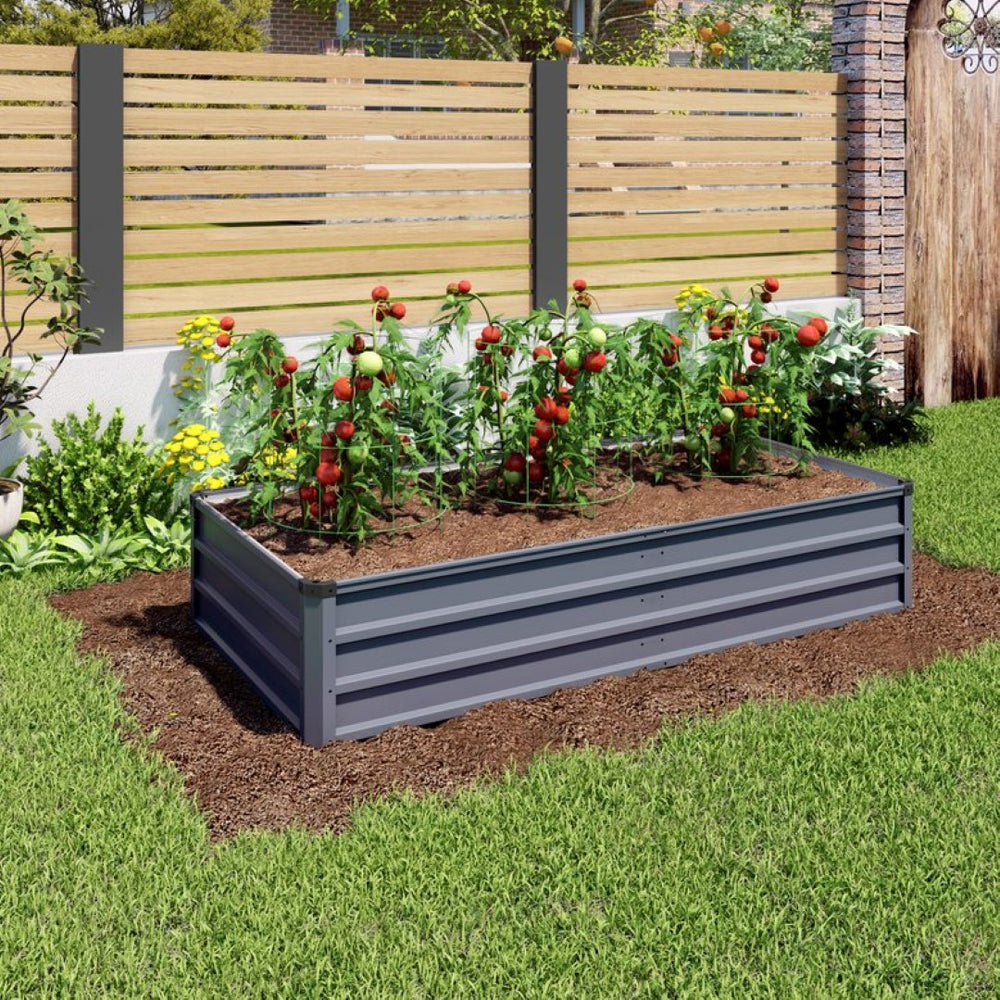 English Elm 6x3x1ft Galvanized Steel Raised Garden Bed Rust Proof Outdoor Planter for Vegetables W3213P464139