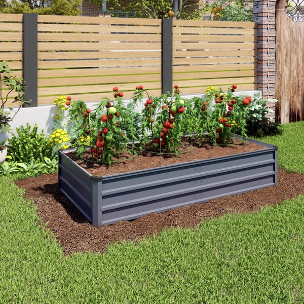 English Elm 6x3x1ft Galvanized Steel Raised Garden Bed Rust Proof Outdoor Planter for Vegetables W3213P464139