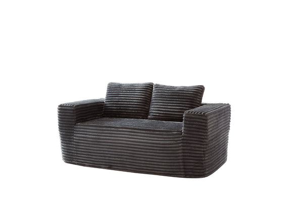 English Elm Sofa Cloud-Lounge 2-Seater Corduroy Memory Foam Loveseat, No-Assembly Modular, Portable Gray W1960P381476