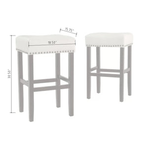 English Elm Christopher Knight Home® - 30-inch Bonded Leather Counter Stool Set of 2 — Ivory Backless Modern Design, Bronze Legs, 250lb Capacity N780P234206L