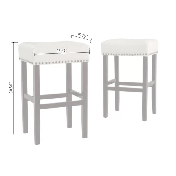 English Elm Christopher Knight Home® - 30-inch Bonded Leather Counter Stool Set of 2 — Ivory Backless Modern Design, Bronze Legs, 250lb Capacity N780P234206L