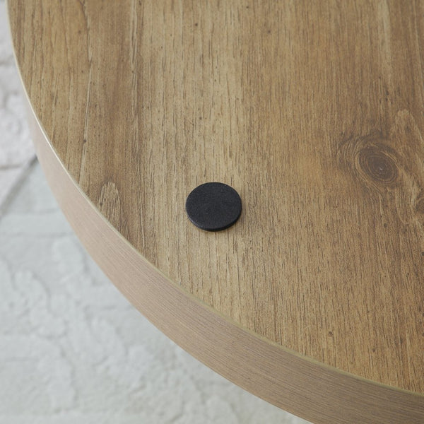English Elm Modern Round Glass Top Coffee Table with Wood Mdf Base and Open Lower Shelf Natural W1117P272166