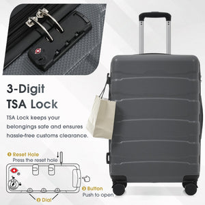 English Elm 28 Inch Abs Hardshell Checked Suitcase with Spinner Wheels Tsa Lock Expandable N730P354687D