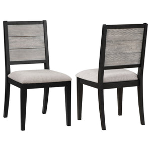 English Elm 2pc Mid-century Dining Side Chairs with Foam Padded Seats and Spindle Back in Neutral Wheat Upholstery Black,Gray 39.37 L x 19.3 W x 13.4 H B011P301368
