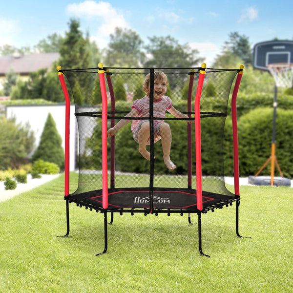 English Elm Soozier Kids Trampoline Spring Free Bungee Design with Safety Enclosure Net Indoor Outdoor W2225P217340
