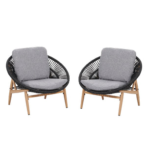 English Elm Christopher Knight Home® - Cyril Outdoor Papasan Lounge Chair Set Of 2 - Dark Grey Wicker & Soft Cushions For Ultimate Comfort N775P290578G-S2