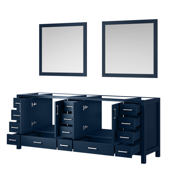 English Elm Navy Double Bath Vanity 84" W x 22" D with Two 34" Mirrors, 14 Drawers, Ample Wood Storage, Ready B2731S00566