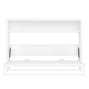 English Elm Twin Size Murphy Bed With Shelves - Space-Saving Metal Wall Bed Design For Stylish Small Rooms W1580S00275-GIGA