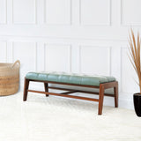 English Elm Ashcroft Furniture - Hera Bench With Buttons (Green Leather)