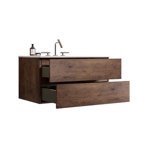 English Elm Tia 36" Modern Walnut Bathroom Vanity With Ceramic Sink & Soft-Close Drawers For Stylish Storage W1865S00068-GIGA