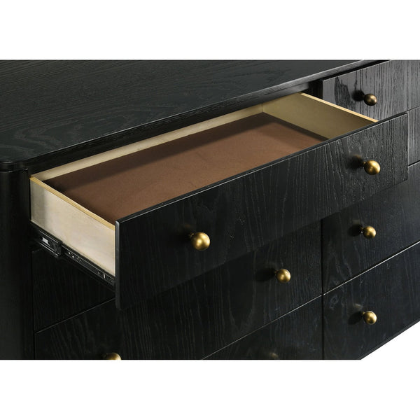 English Elm Anser 8-Drawer Black Dresser With Gold Knobs - Modern Storage Solution For Stylish Bedrooms B062P358455