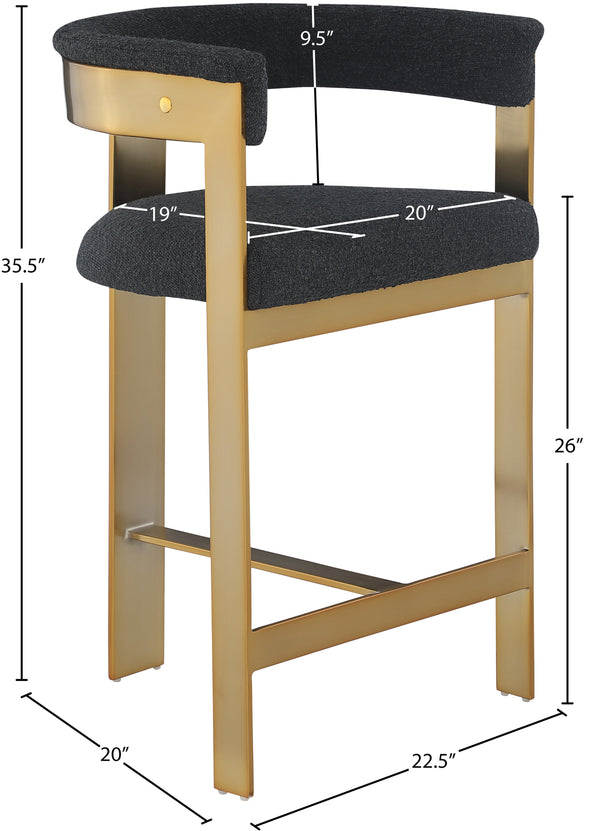 Romeo Black Boucle Fabric Counter Stool 876Black-C Meridian Furniture