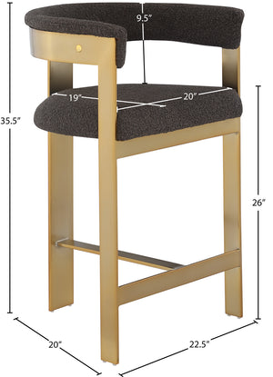 Romeo Brown Boucle Fabric Counter Stool 876Brown-C Meridian Furniture