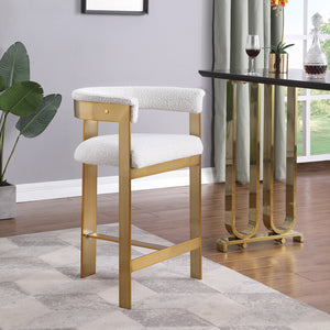 Romeo Cream Boucle Fabric Counter Stool 876Cream-C Meridian Furniture