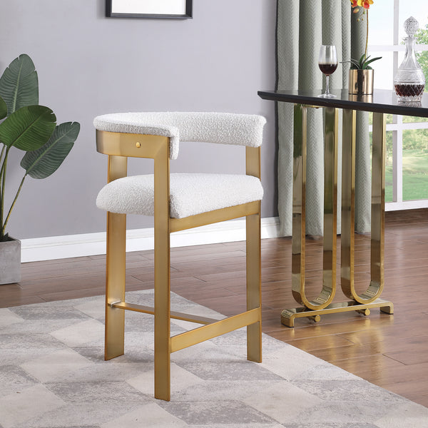 Romeo Cream Boucle Fabric Counter Stool 876Cream-C Meridian Furniture