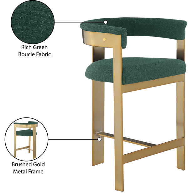 Romeo Green Boucle Fabric Counter Stool 876Green-C Meridian Furniture