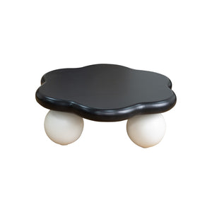 English Elm 35" Cloud Shaped Mdf Coffee Table Sculptural Round Top with Spherical Legs for Modern Living Black White W1435S00029