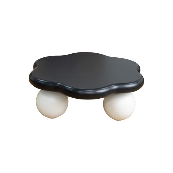 English Elm 35" Cloud Shaped Mdf Coffee Table Sculptural Round Top with Spherical Legs for Modern Living Black White W1435S00029