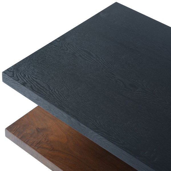 English Elm Classica Rectangle Coffee Table In Walnut Finish With Two-Tier Storage & Sturdy Metal Frame Design B341P321159