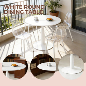 English Elm Round Tulip Pedestal Dining Table Golden Metal Base Modern Bistro for Apartments W3766P456439