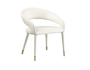 English Elm Modern Faux Leather Dining Chairs Set of 2 Curved Back Gold Tipped Wooden Legs Cream B011P439067